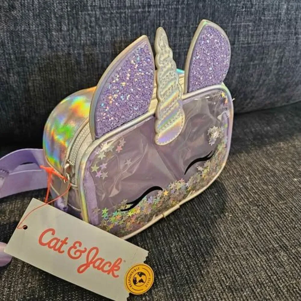 Cat & Jack Unicorn Fanny Pack Glitter Clear Crossbody NWT
